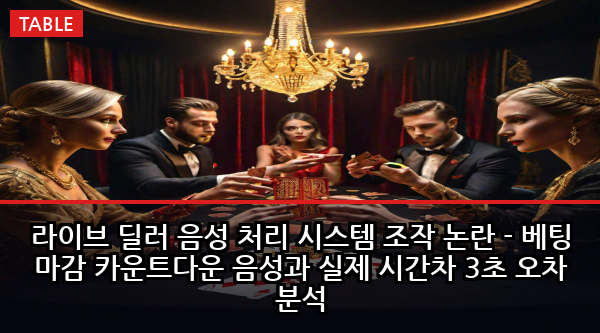 라이브 딜러 음성 처리 시스템 조작 논란 - 베팅 마감 카운트다운 음성과 실제 시간차 3초 오차 분석