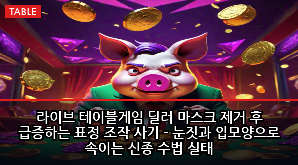 라이브 테이블게임 딜러 마스크 제거 후 급증하는 표정 조작 사기 - 눈짓과 입모양으로 속이는 신종 수법 실태
