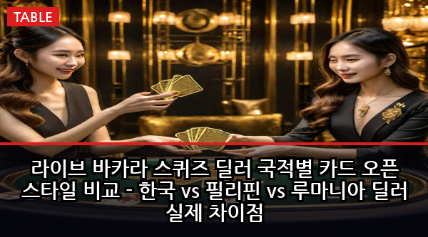 라이브 바카라 스퀴즈 딜러 국적별 카드 오픈 스타일 비교 - 한국 vs 필리핀 vs 루마니아 딜러 실제 차이점