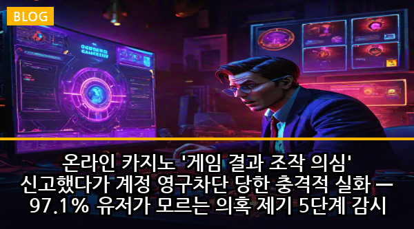 온라인 카지노 '게임 결과 조작 의심' 신고했다가 계정 영구차단 당한 충격적 실화 — 97.1% 유저가 모르는 의혹 제기 5단계 감시 알고리즘의 잔인한 진실