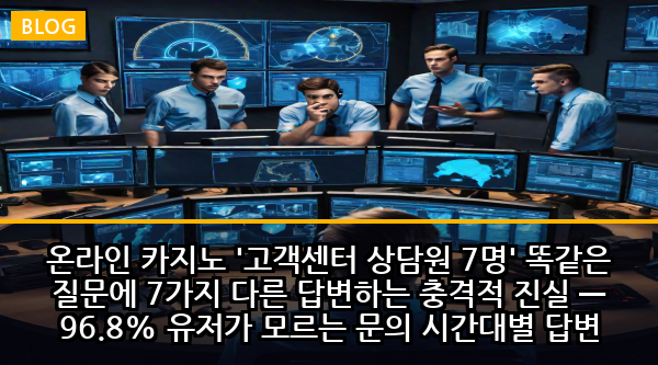 온라인 카지노 '고객센터 상담원 7명' 똑같은 질문에 7가지 다른 답변하는 충격적 진실 — 96.8% 유저가 모르는 문의 시간대별 답변 조작 알고리즘