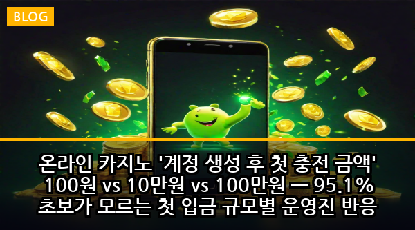 온라인 카지노 '계정 생성 후 첫 충전 금액' 100원 vs 10만원 vs 100만원 — 95.1% 초보가 모르는 첫 입금 규모별 운영진 반응 알고리즘의 충격적 차이