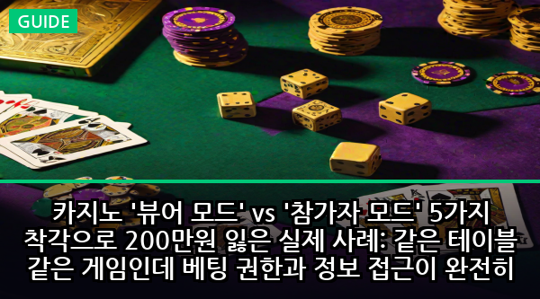 카지노 '뷰어 모드' vs '참가자 모드' 5가지 착각으로 200만원 잃은 실제 사례: 같은 테이블 같은 게임인데 베팅 권한과 정보 접근이 완전히 다른 숨겨진 진실
