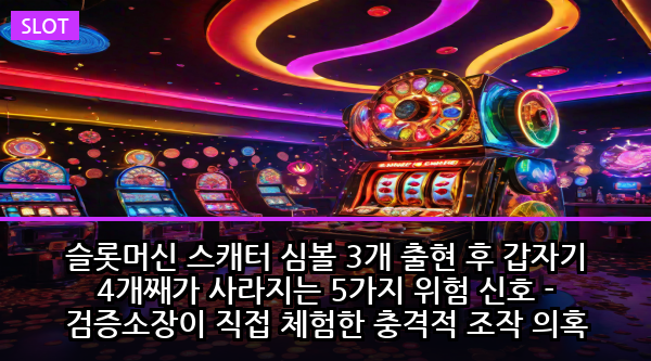 슬롯머신 스캐터 심볼 3개 출현 후 갑자기 4개째가 사라지는 5가지 위험 신호 - 검증소장이 직접 체험한 충격적 조작 의혹