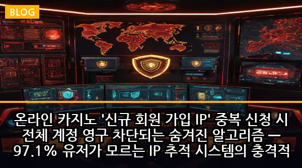 온라인 카지노 '신규 회원 가입 IP' 중복 신청 시 전체 계정 영구 차단되는 숨겨진 알고리즘 — 97.1% 유저가 모르는 IP 추적 시스템의 충격적 진실