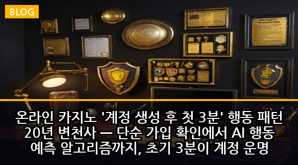 온라인 카지노 '계정 생성 후 첫 3분' 행동 패턴 20년 변천사 — 단순 가입 확인에서 AI 행동 예측 알고리즘까지, 초기 3분이 계정 운명 결정하는 충격적 진화