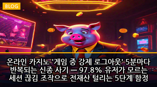 온라인 카지노 '게임 중 강제 로그아웃' 5분마다 반복되는 신종 사기 — 97.8% 유저가 모르는 세션 끊김 조작으로 전재산 털리는 5단계 함정