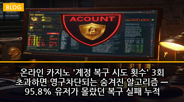 온라인 카지노 '계정 복구 시도 횟수' 3회 초과하면 영구차단되는 숨겨진 알고리즘 — 95.8% 유저가 몰랐던 복구 실패 누적 시스템의 충격적 진실