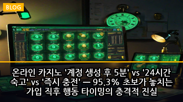 온라인 카지노 '계정 생성 후 5분' vs '24시간 숙고' vs '즉시 충전' — 95.3% 초보가 놓치는 가입 직후 행동 타이밍의 충격적 진실