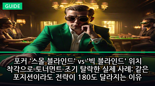 포커 '스몰 블라인드' vs '빅 블라인드' 위치 착각으로 토너먼트 조기 탈락한 실제 사례: 같은 포지션이라도 전략이 180도 달라지는 이유