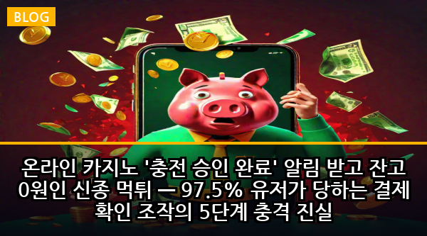 온라인 카지노 '충전 승인 완료' 알림 받고 잔고 0원인 신종 먹튀 — 97.5% 유저가 당하는 결제 확인 조작의 5단계 충격 진실