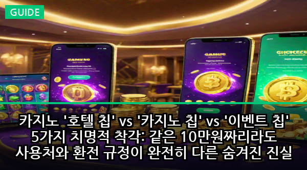 카지노 '호텔 칩' vs '카지노 칩' vs '이벤트 칩' 5가지 치명적 착각: 같은 10만원짜리라도 사용처와 환전 규정이 완전히 다른 숨겨진 진실