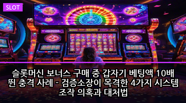 슬롯머신 보너스 구매 중 갑자기 베팅액 10배 뛴 충격 사례 - 검증소장이 목격한 4가지 시스템 조작 의혹과 대처법