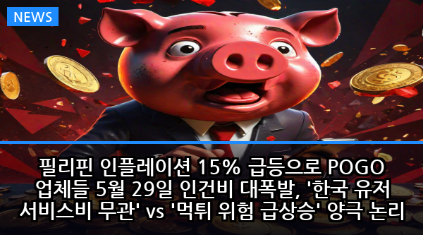 필리핀 인플레이션 15% 급등으로 POGO 업체들 5월 29일 인건비 대폭발, '한국 유저 서비스비 무관' vs '먹튀 위험 급상승' 양극 논리 데이터로 검증해봤더니