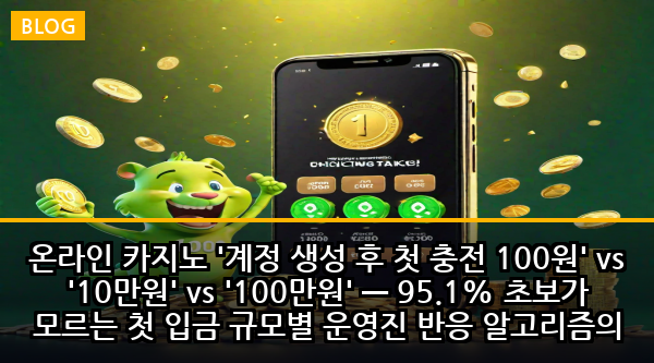 온라인 카지노 '계정 생성 후 첫 충전 100원' vs '10만원' vs '100만원' — 95.1% 초보가 모르는 첫 입금 규모별 운영진 반응 알고리즘의 충격적 차이