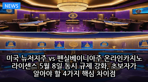 미국 뉴저지주 vs 펜실베이니아주 온라인카지노 라이센스 5월 8일 동시 규제 강화, 초보자가 알아야 할 4가지 핵심 차이점
