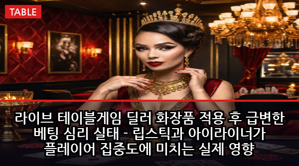 라이브 테이블게임 딜러 화장품 적용 후 급변한 베팅 심리 실태 - 립스틱과 아이라이너가 플레이어 집중도에 미치는 실제 영향