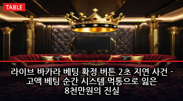 라이브 바카라 베팅 확정 버튼 2초 지연 사건 - 고액 베팅 순간 시스템 먹통으로 잃은 8천만원의 진실