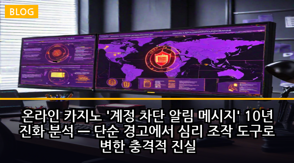 온라인 카지노 '계정 차단 알림 메시지' 10년 진화 분석 — 단순 경고에서 심리 조작 도구로 변한 충격적 진실