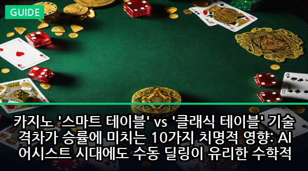 카지노 '스마트 테이블' vs '클래식 테이블' 기술 격차가 승률에 미치는 10가지 치명적 영향: AI 어시스트 시대에도 수동 딜링이 유리한 수학적 진실