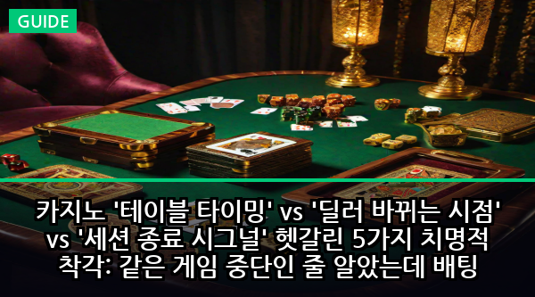 카지노 '테이블 타이밍' vs '딜러 바뀌는 시점' vs '세션 종료 시그널' 헷갈린 5가지 치명적 착각: 같은 게임 중단인 줄 알았는데 배팅 손실과 룰 적용이 완전히 다른 숨겨진 진실