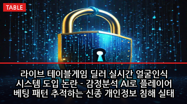 라이브 테이블게임 딜러 실시간 얼굴인식 시스템 도입 논란 - 감정분석 AI로 플레이어 베팅 패턴 추적하는 신종 개인정보 침해 실태